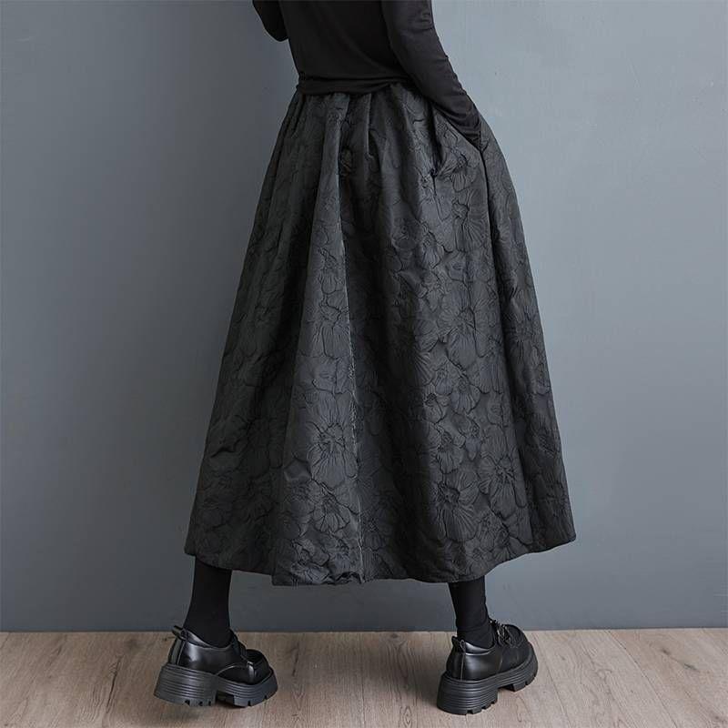 High Waist Floral Maxi A-Line Skirt Product Image