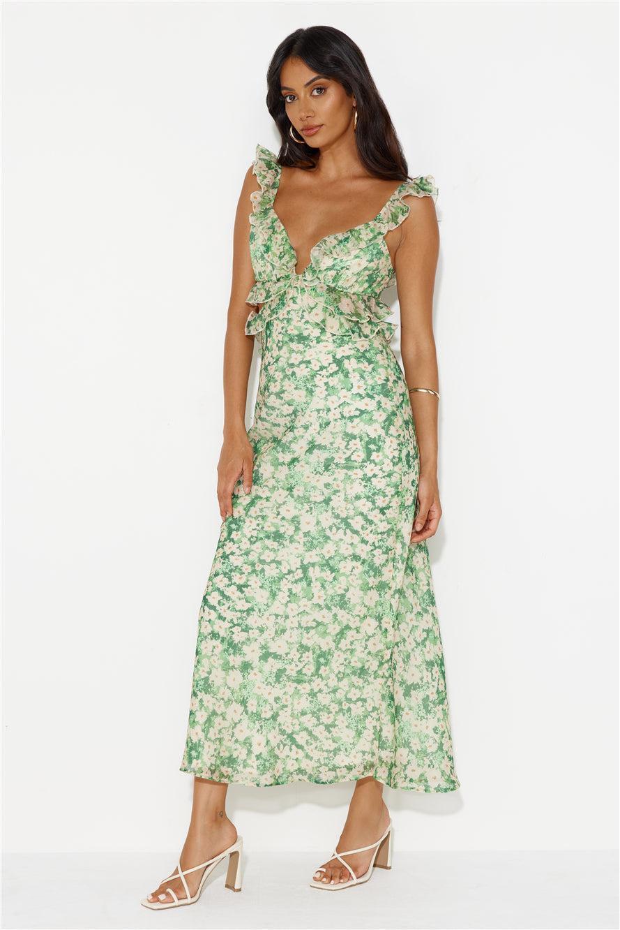 Hours Of Joy Maxi Dress Green Product Image