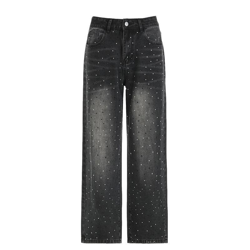 High Waist Glitter Wide Leg Jeans product image