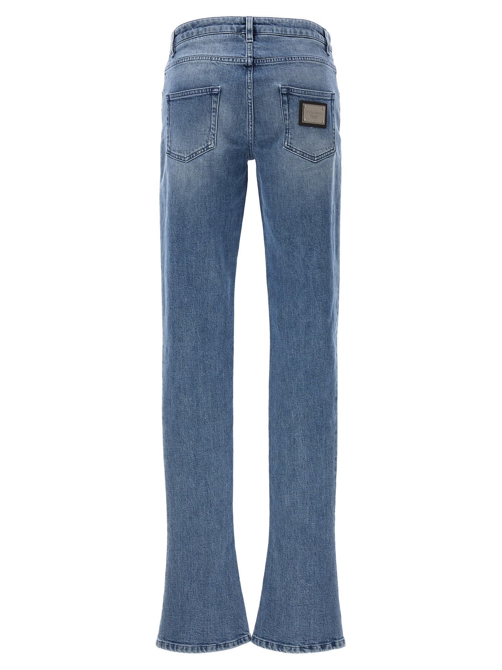 Light-blue Denim Jeans In Light Blue Product Image