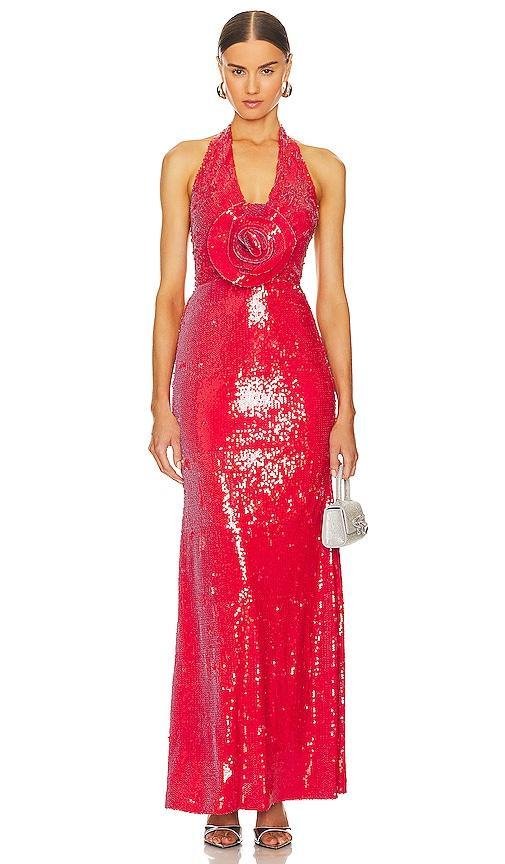 The Bar Grayson Gown in Red. Product Image