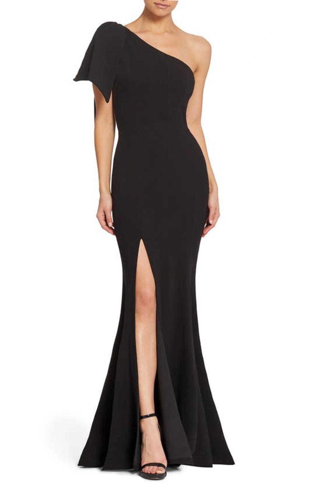 Georgina One-shoulder Crepe Gown In Black Product Image