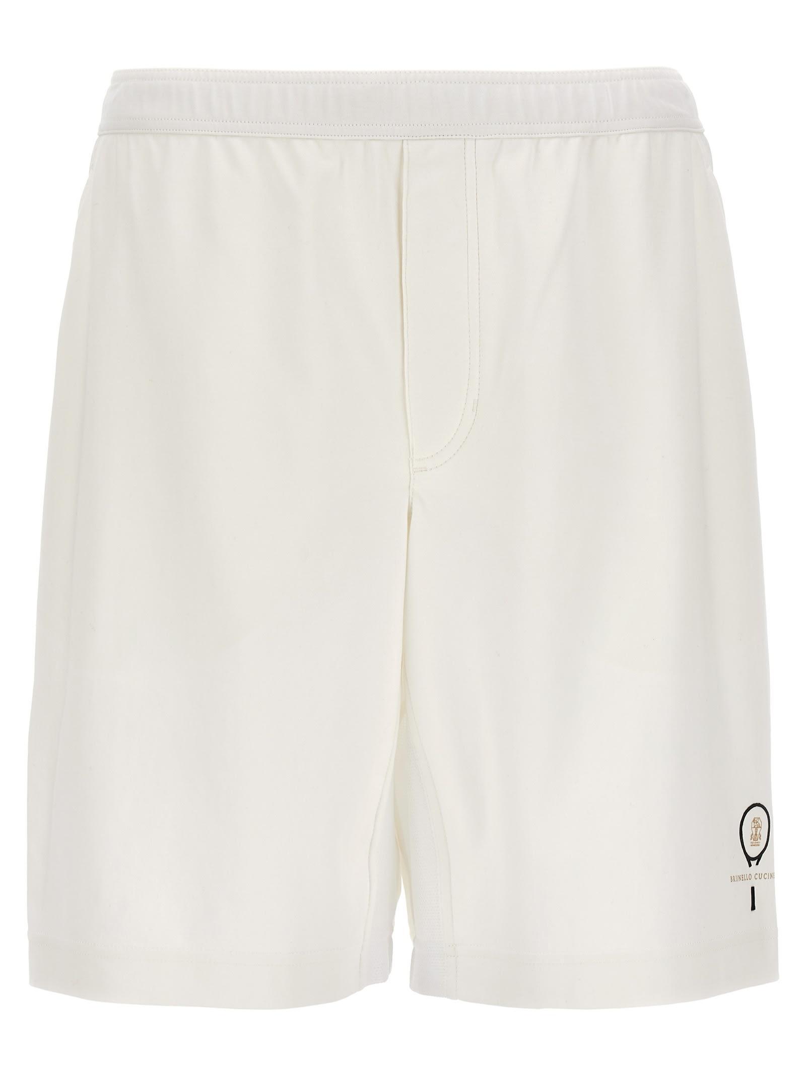 Embroidered Logo Bermuda Shorts In White Product Image