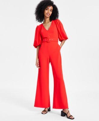 Rachel Rachel Roy Womens Balloon-Sleeve Wide-Leg Jumpsuit Product Image