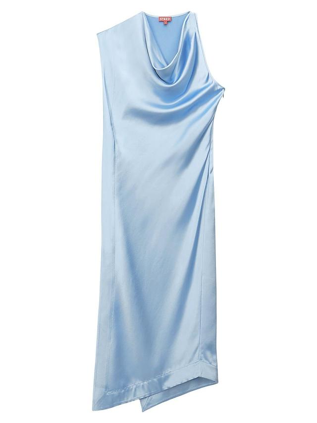 STAUD Troupe Satin Asymmetric Midi Dress Product Image