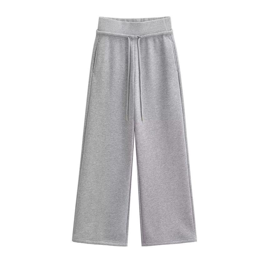 High Rise Plain Wide Leg Pants Product Image