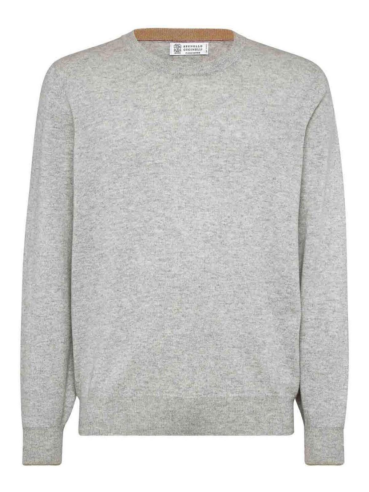 BRUNELLO CUCINELLI Plain Ribbed Sweater In Grey Product Image