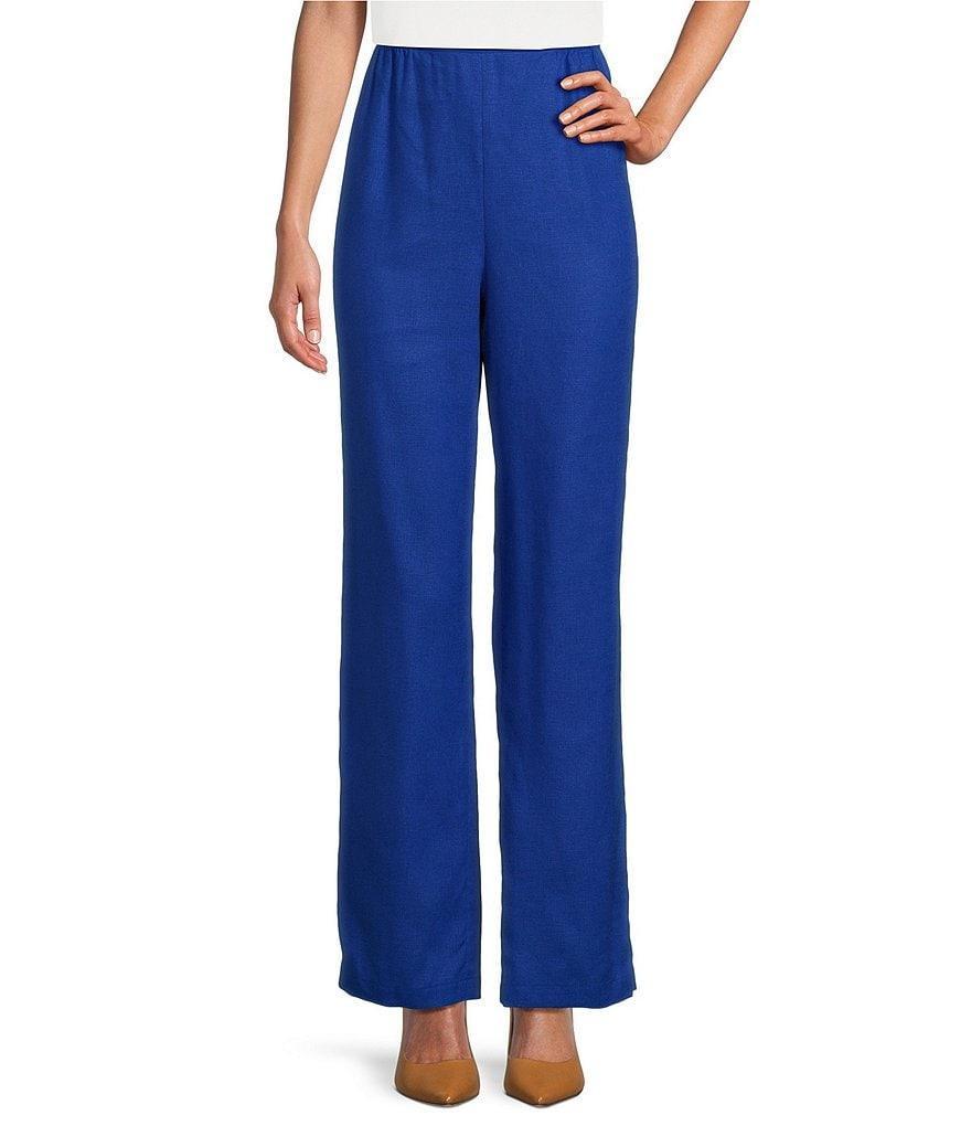 Caroline Rose Linen-Blend Pull-On Straight Leg Pants Product Image