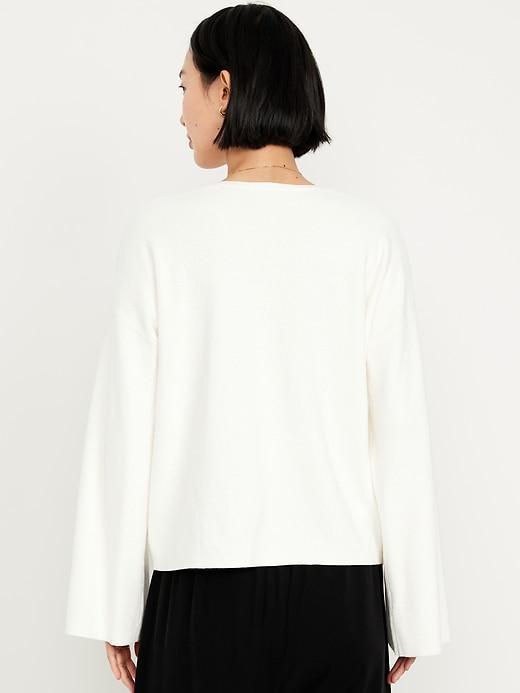 Bell-Sleeve V-Neck Sweater Product Image