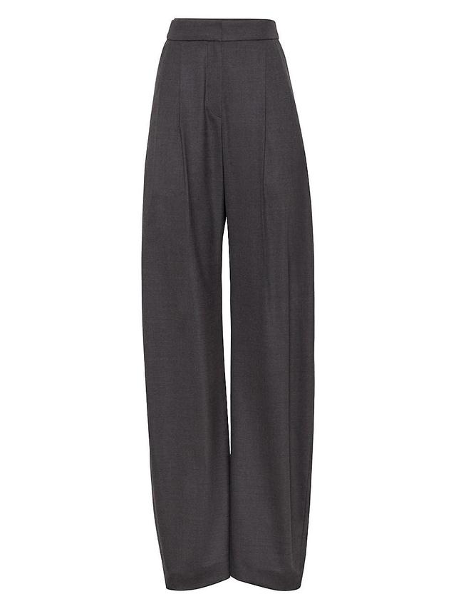 Womens Stretch Virgin Wool Twill Loose Tailored Trousers Product Image