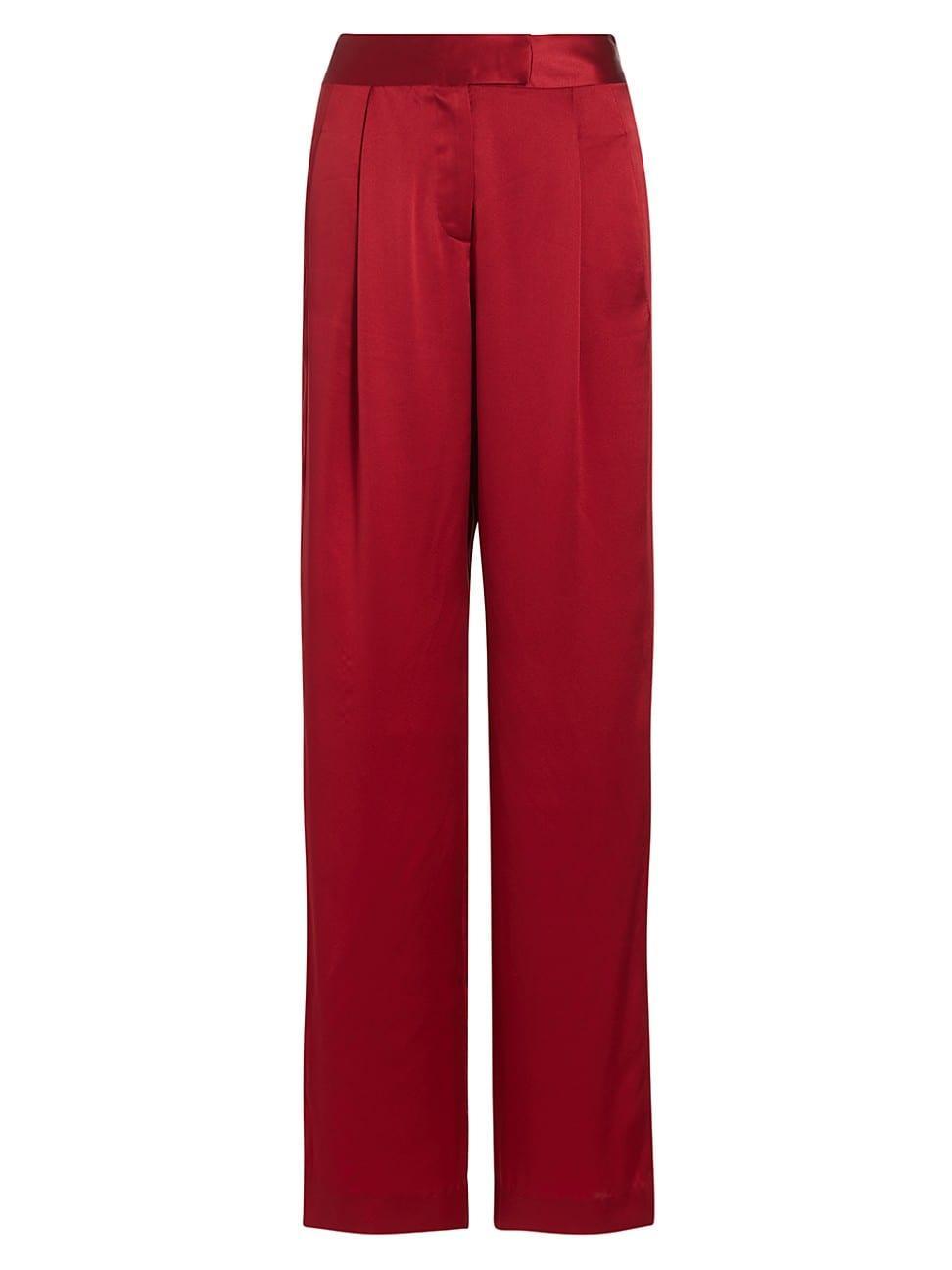 Womens Wide-Leg Silk Trousers Product Image