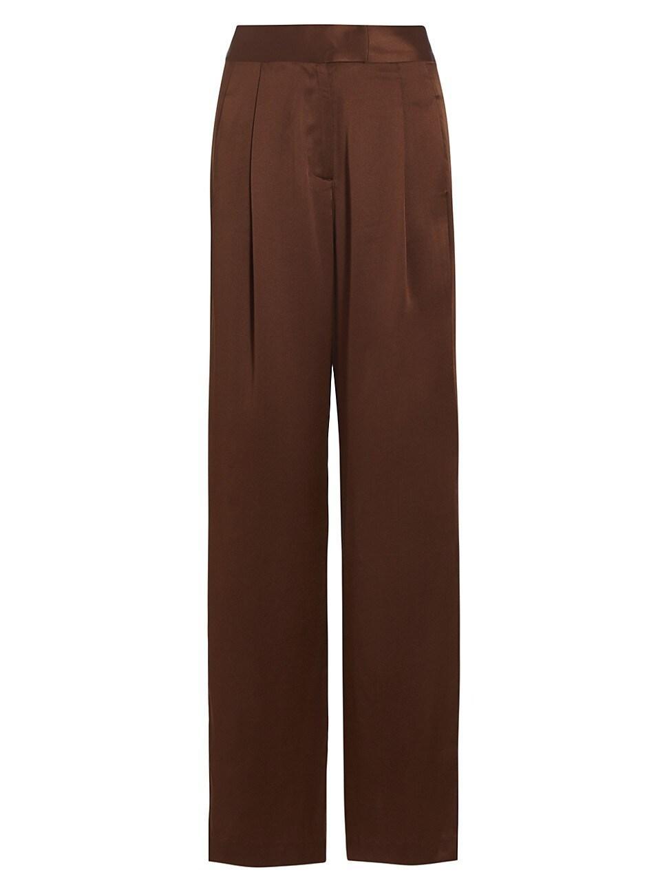 Womens Wide-Leg Silk Trousers Product Image