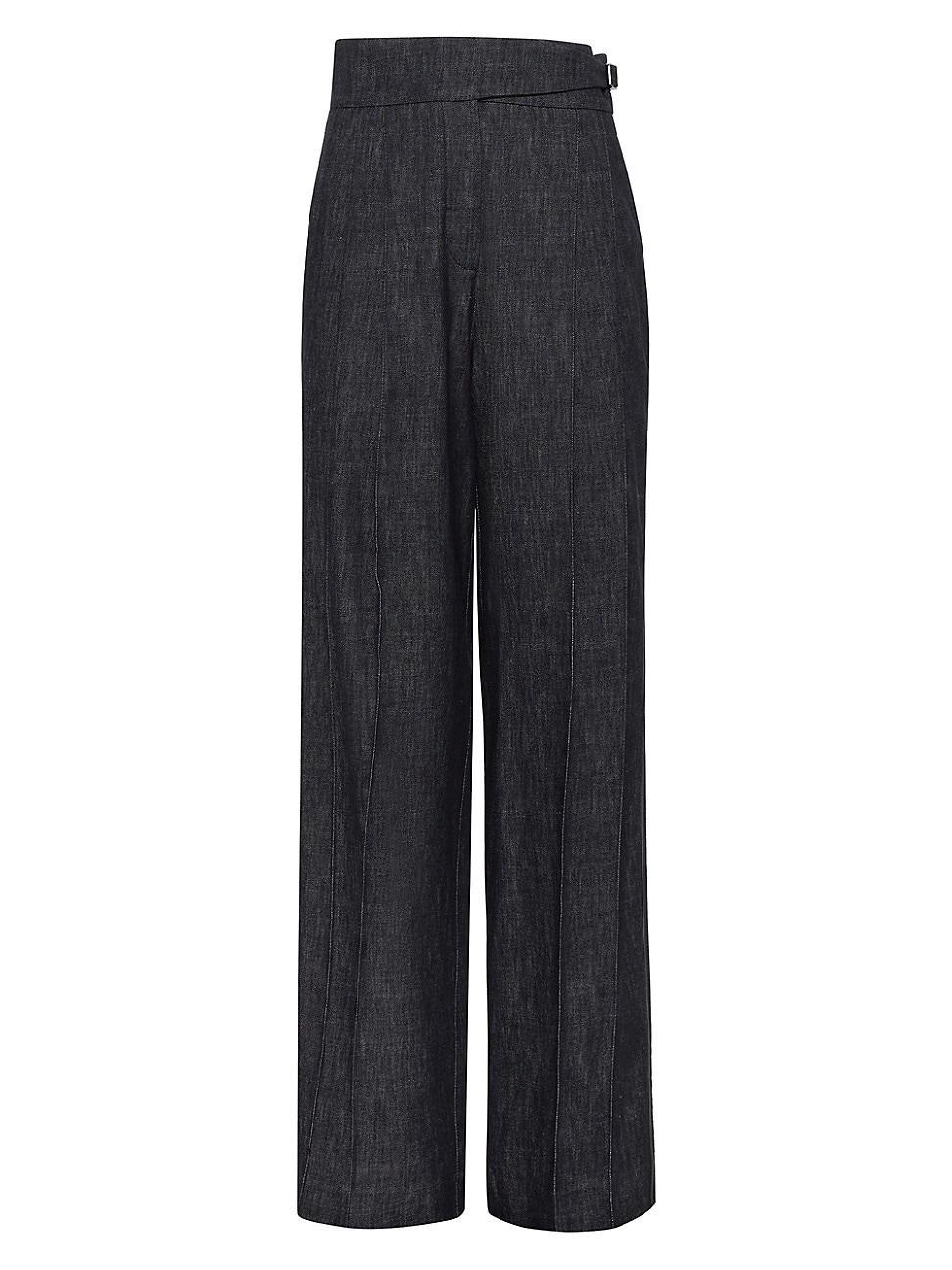 Womens Cotton Denim Effect Tuxedo Trousers Product Image