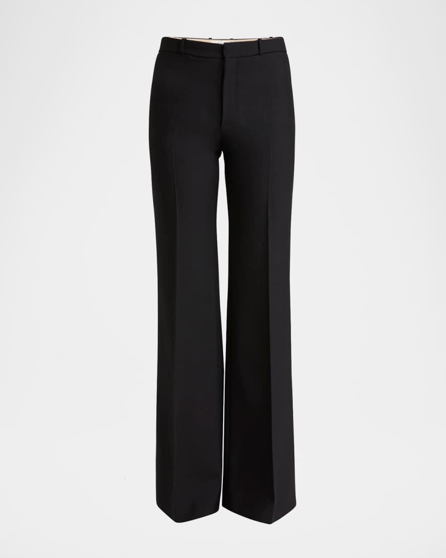 Flared Crepe Wool Trousers Product Image