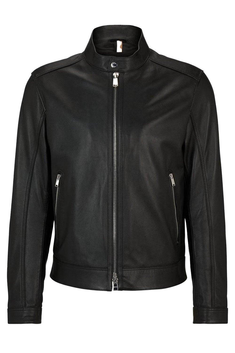 HUGO BOSS Boss Mansell Leather Jacket In Black Product Image