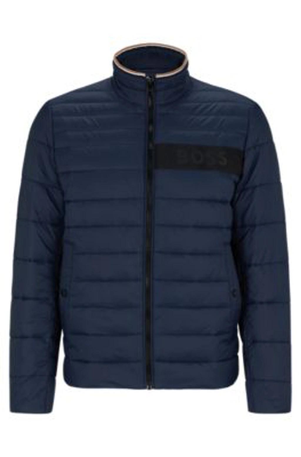 Water-repellent Padded Jacket With 3d Logo Tape In Dark Blue Product Image