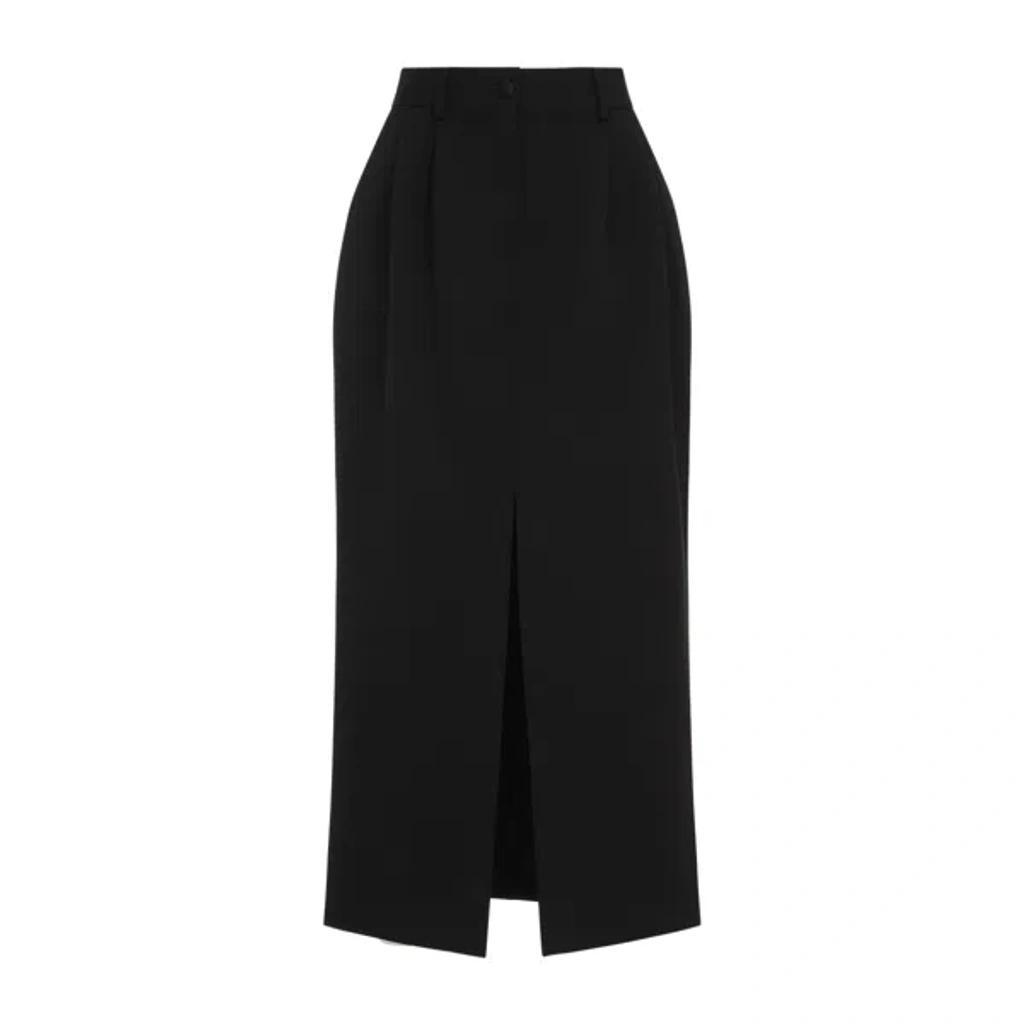 Wool Blend Gabardine Midi Skirt In Black product image