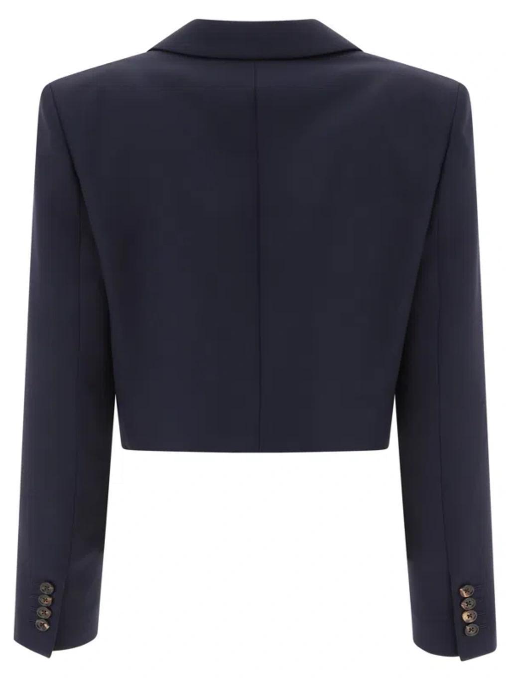 CHLOÉ Virgin Wool Spencer Blazer In Blue Product Image