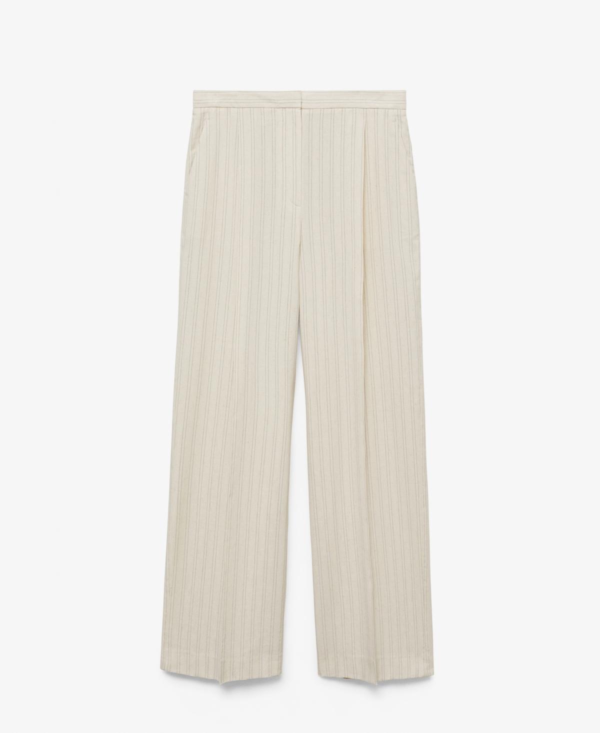 Mango Womens Straight Striped Pants product image