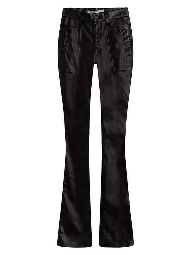 Womens Barbara Faux-Leather High-Rise Boot-Cut Jeans Product Image