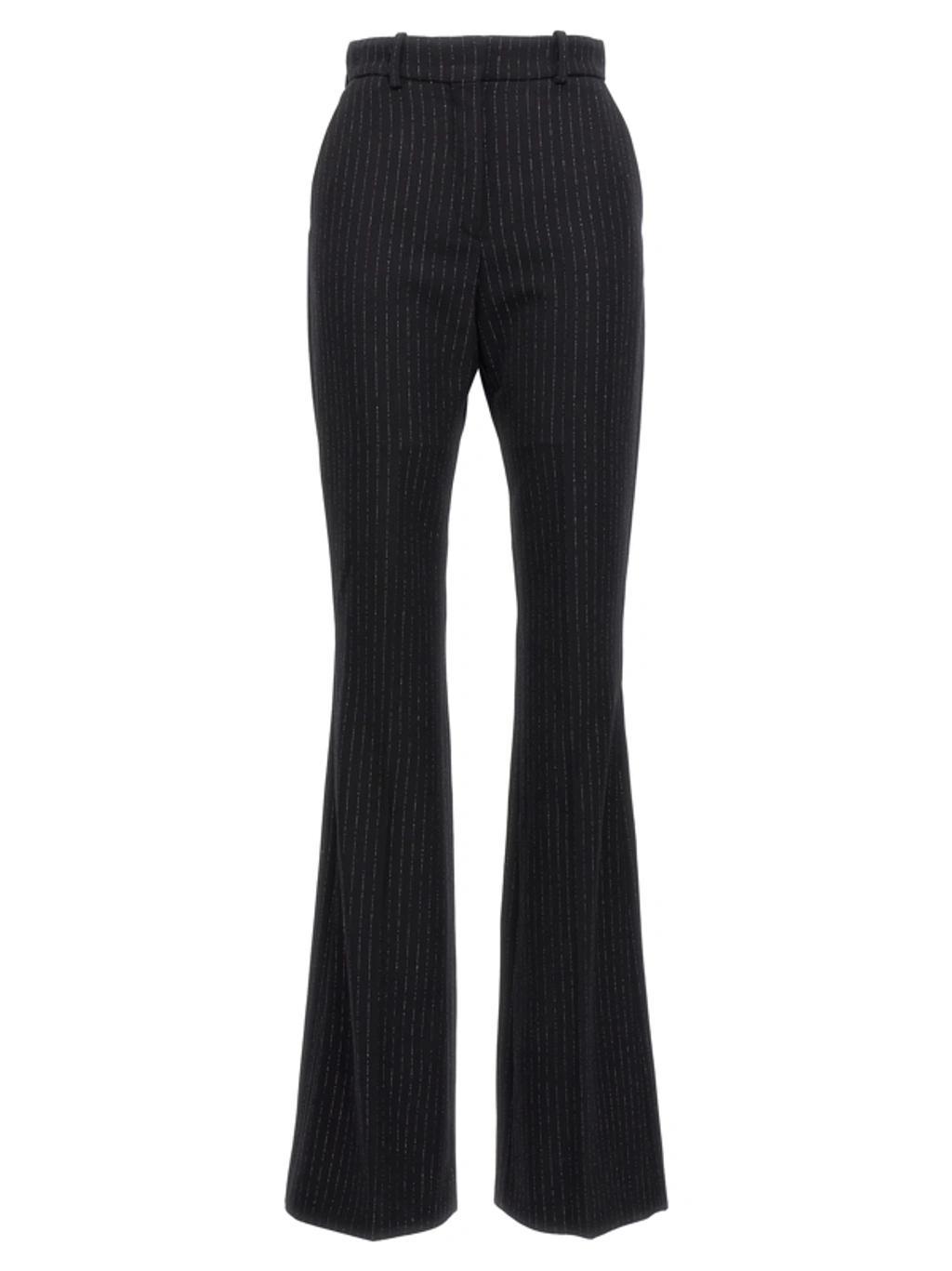 High Waist Lurex Striped Trousers In Nero Product Image