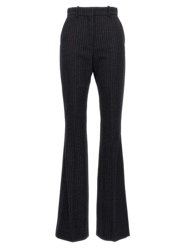 High Waist Lurex Striped Trousers In Nero Product Image