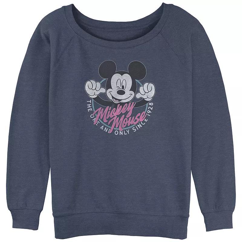 Disneys Mickey Mouse The One And Only Juniors Graphic Slouchy Terry, Womens Blue Grey Product Image