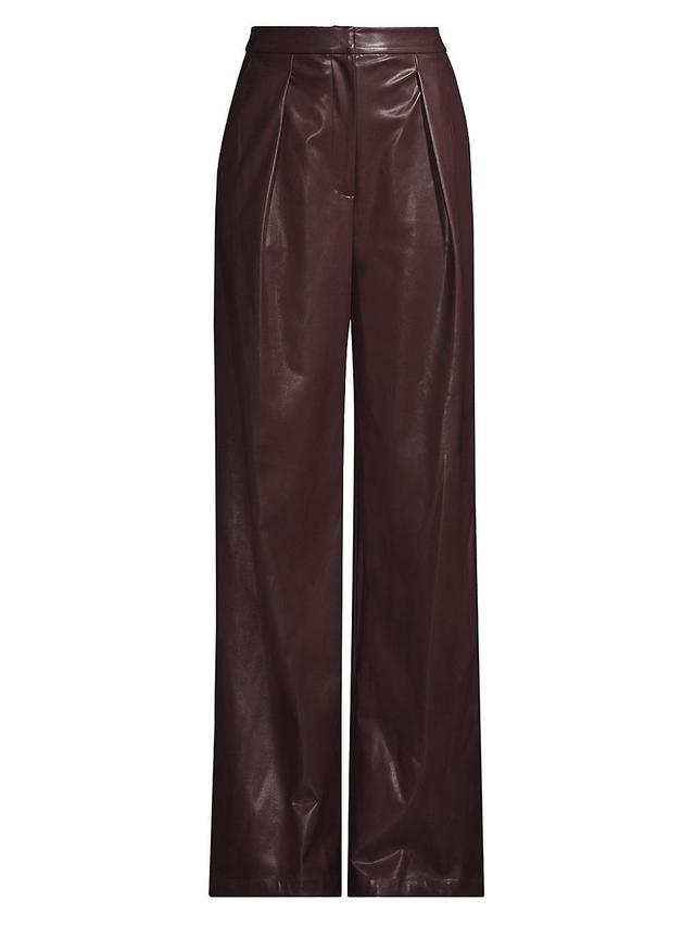 Womens Vegan Leather Wide-Leg Pants Product Image