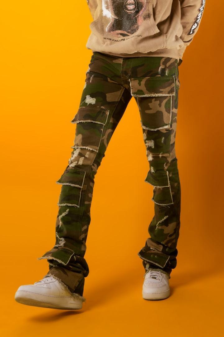 Petrus Camo Super Stacked Flare Jean Male Product Image