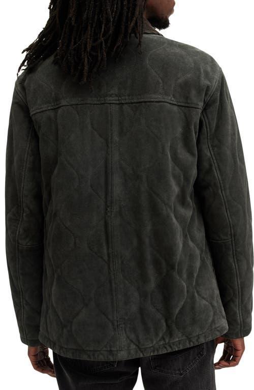 ALLSAINTS Dakota Relaxed Fit Quilted Suede Jacket In Ash Khaki Green Product Image