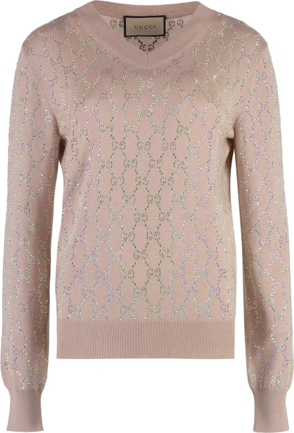 Women's Wool V-neck Sweater In Pale Pink product image