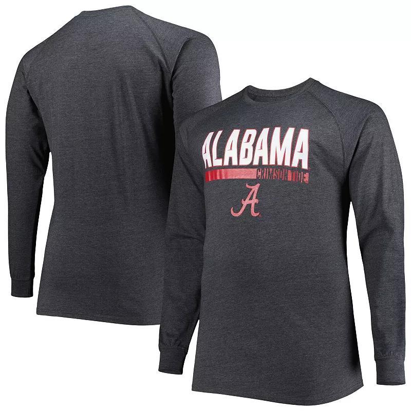 Mens Heather Gray Alabama Crimson Tide Big and Tall Two-Hit Long Sleeve T-shirt Product Image