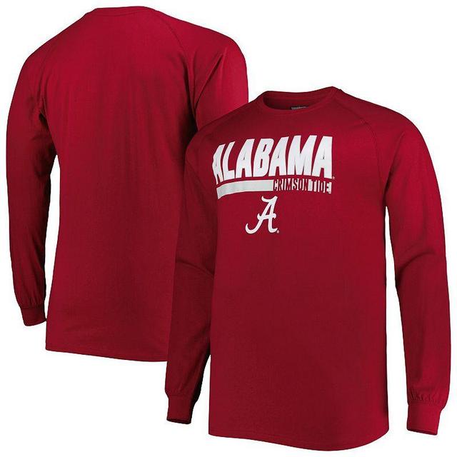 Mens Crimson Alabama Crimson Tide Big & Tall Two-Hit Raglan Long Sleeve T-Shirt Product Image