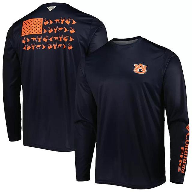 Mens Columbia Auburn Tigers Terminal Shot Omni-Shade Omni-Wick Long Sleeve T-Shirt Blue Product Image