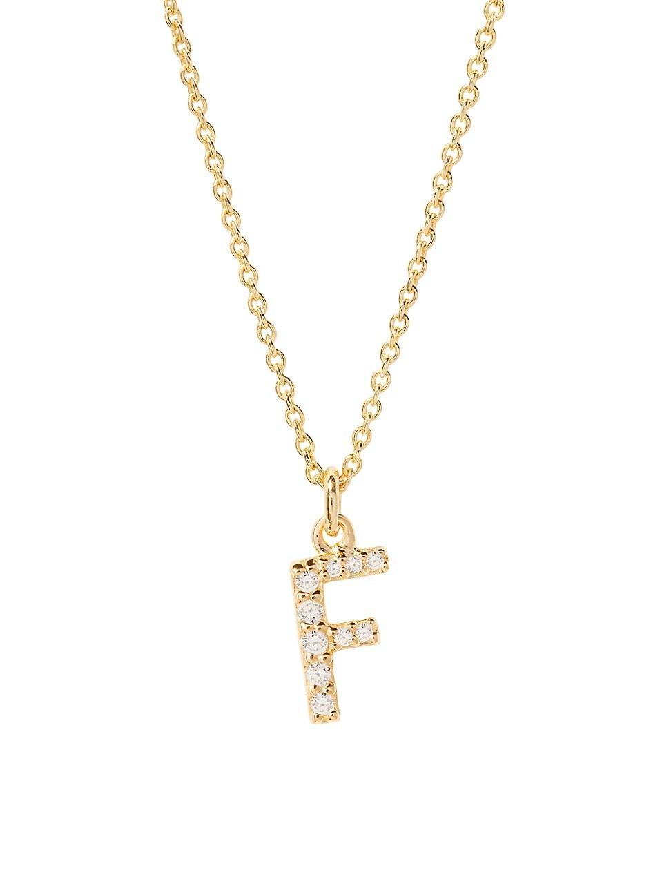 Womens Blaire 14K-Yellow-Gold Vermeil & 0.3-0.11 TCW Diamond Initial Pendant Necklace Product Image