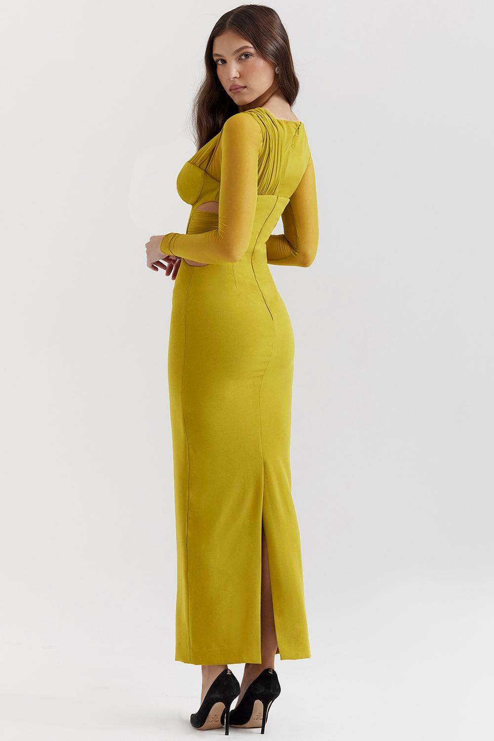 Zahra Chartreuse Plunge Maxi Dress Product Image