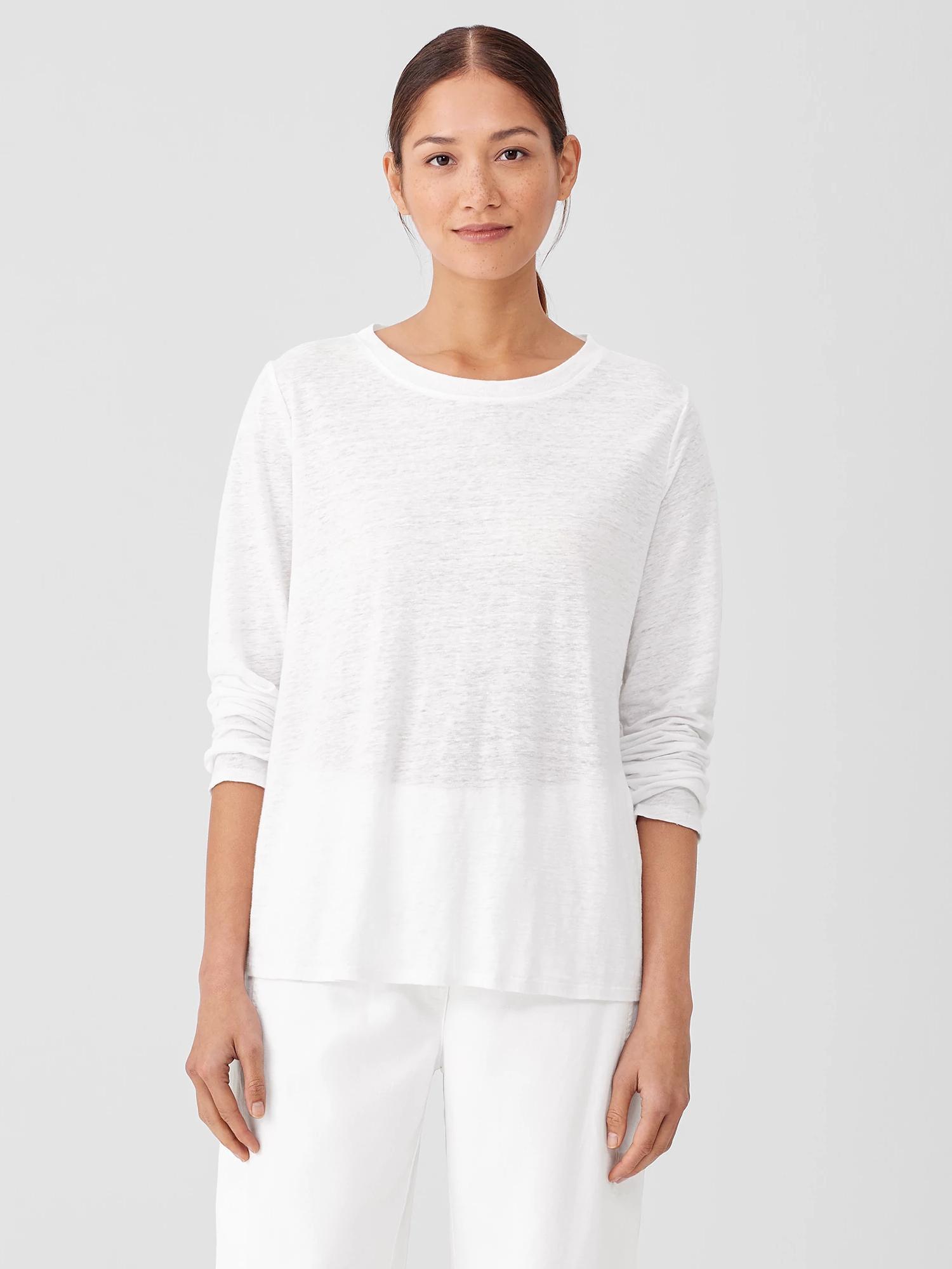 EILEEN FISHER Organic Linen Jersey Crew Neck Topfemale Product Image