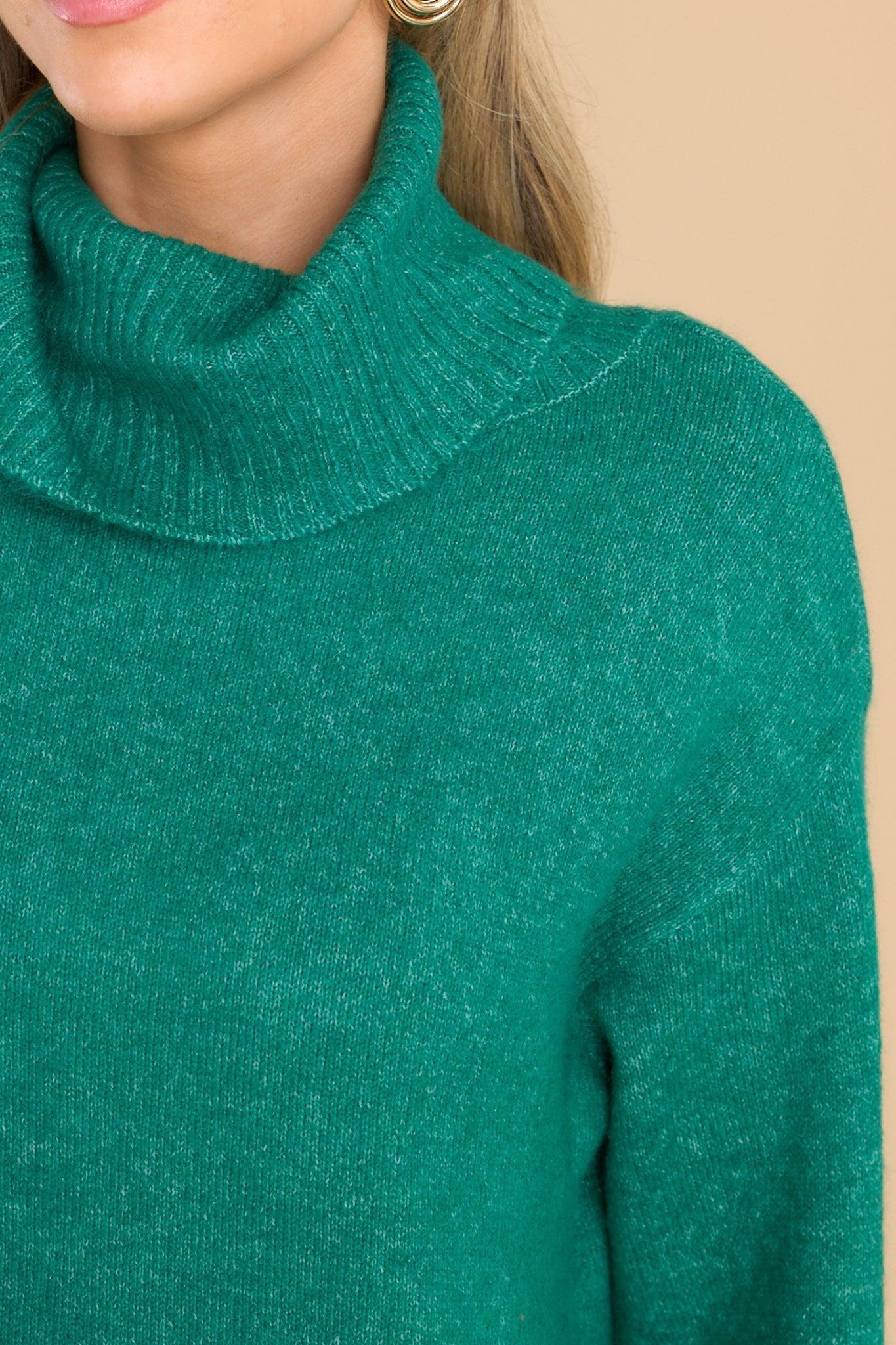 Livin' Life Bright Emerald Green Turtleneck Sweater Product Image