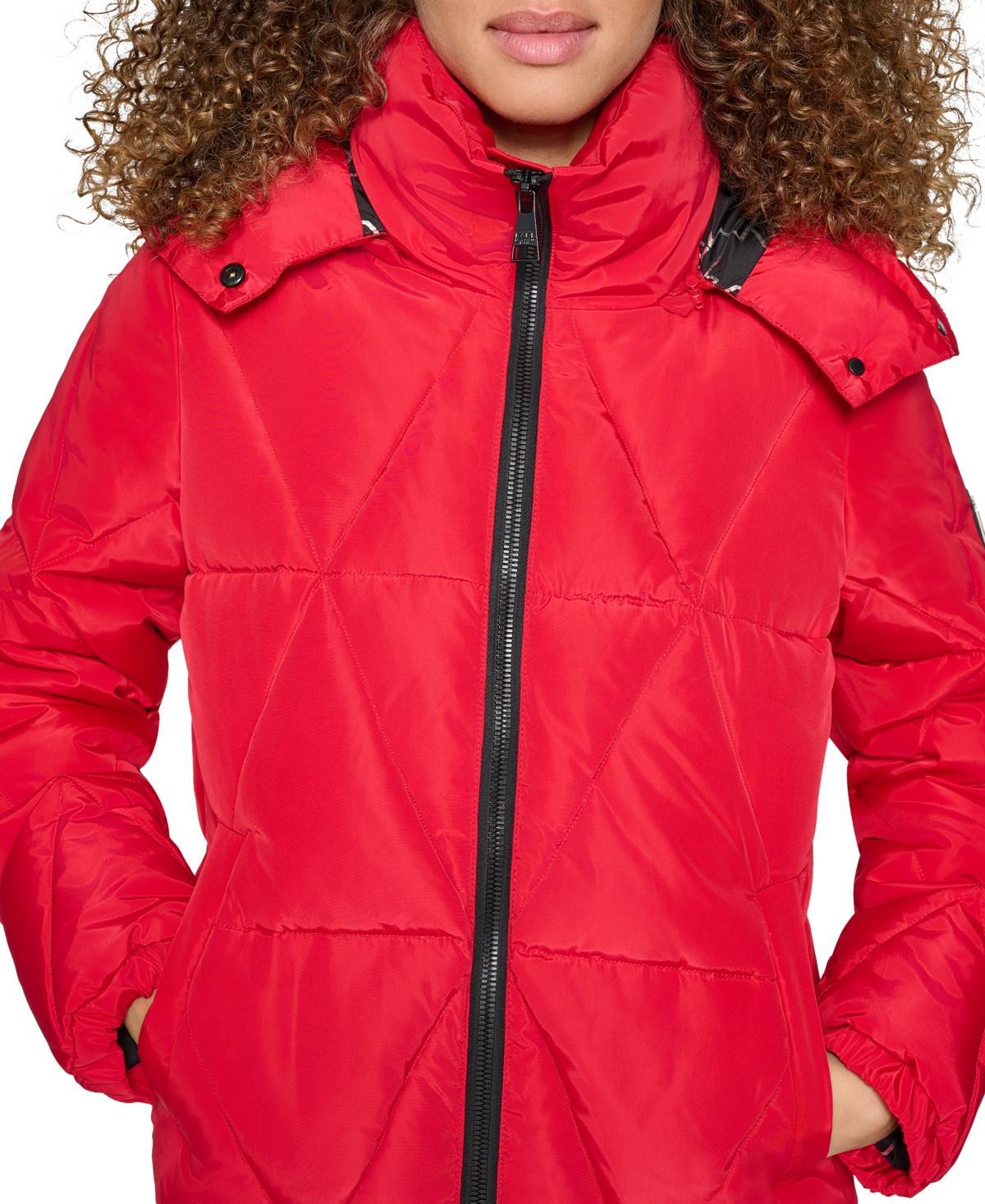 Karl Lagerfeld Paris Womens Hooded Puffer Coat Product Image