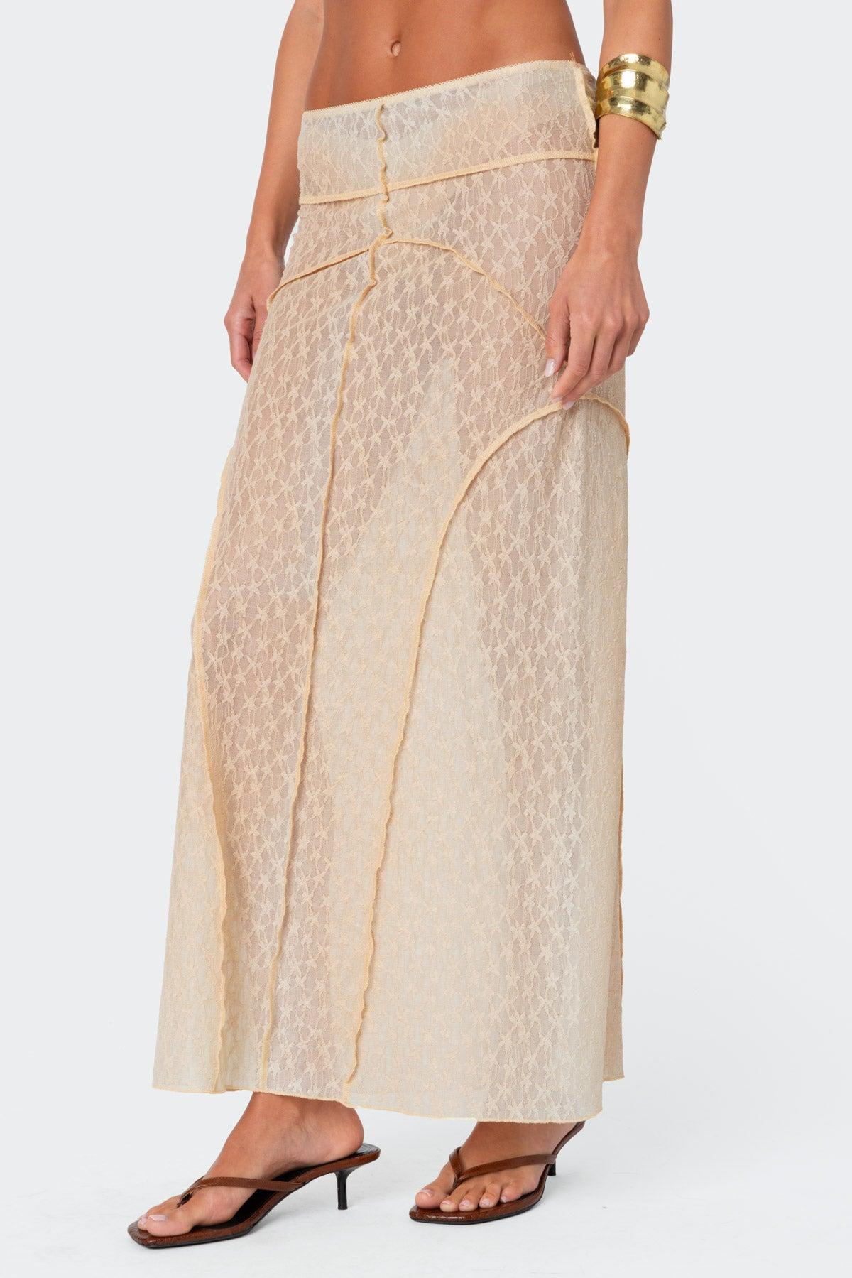 Inside Out Sheer Lace Maxi Skirt Product Image