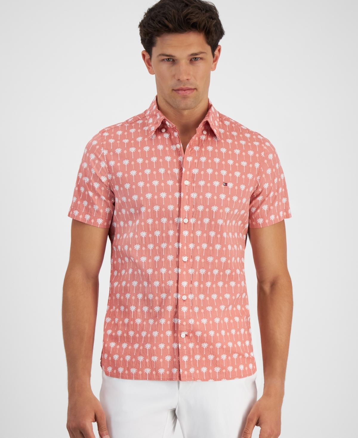 Tommy Hilfiger Men's Slim Fit Micro Palm Print Shirt Product Image