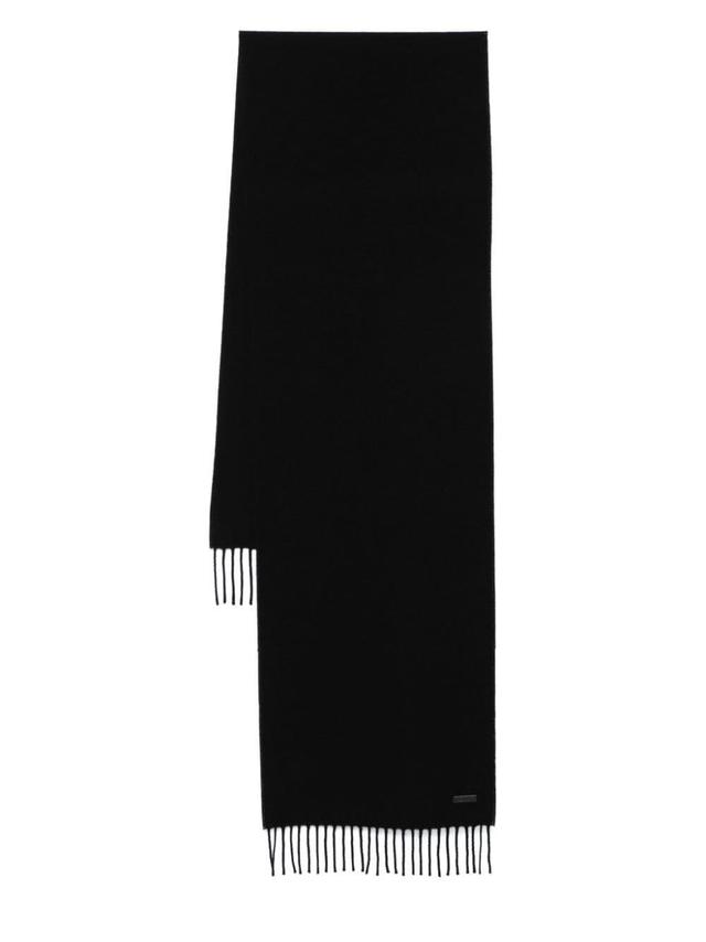 Logo-patch Fringed Scarf In Black Product Image