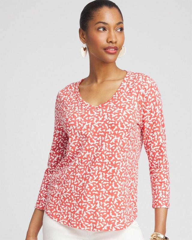 Women's Dots V-Neck 3/4 Sleeve Tee Product Image