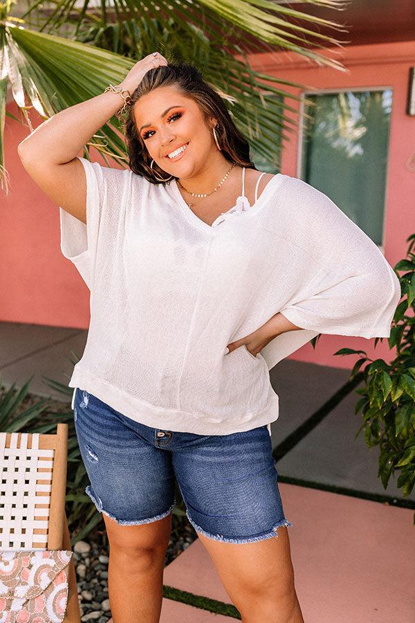 Sweet Daybreak Knit Shift Top In Ivory Curves Product Image