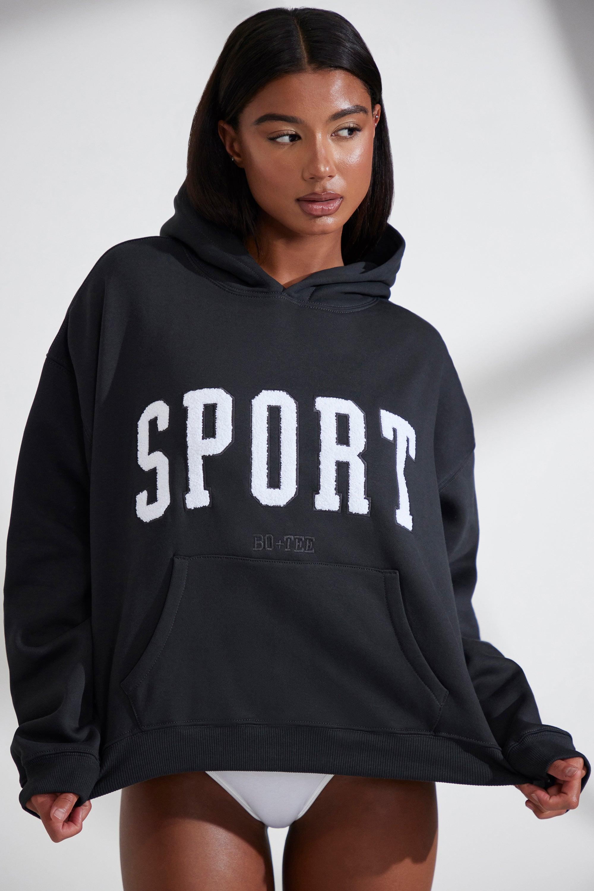 Oversized Hooded Sweatshirt in Black Product Image