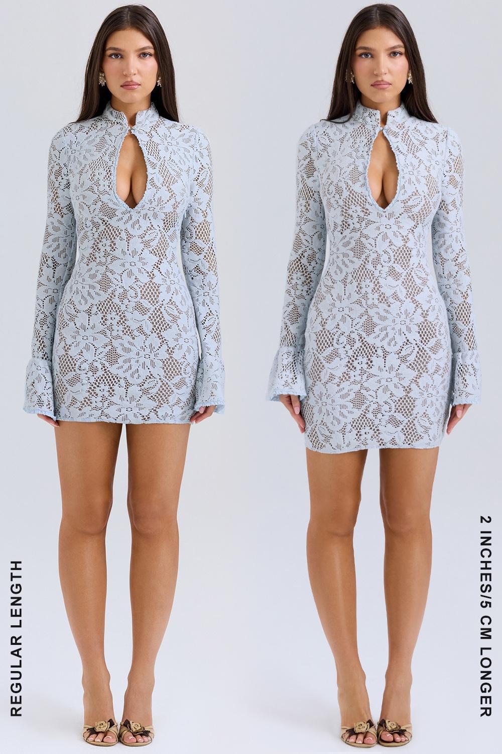 Brianna Bluebell Keyhole Lace Mini Dress Product Image