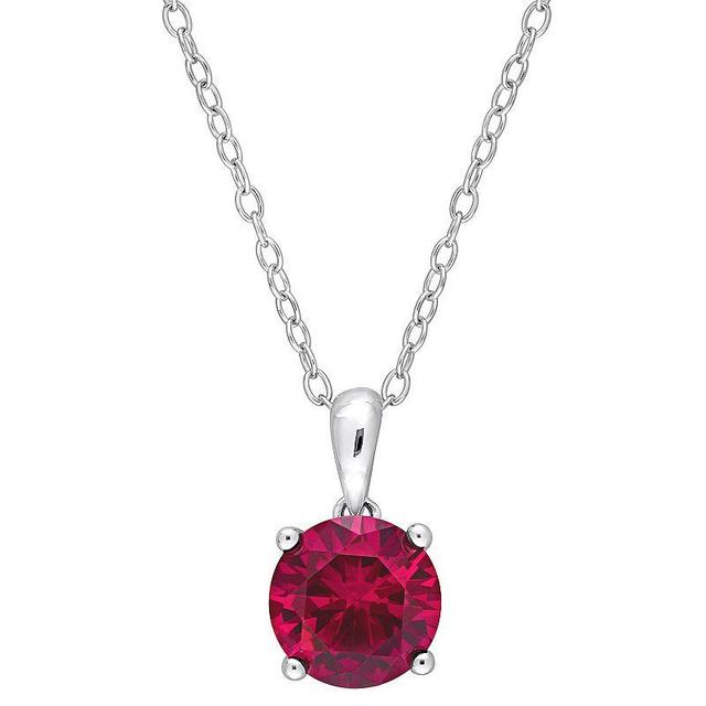 Stella Grace Sterling Silver & Gemstone Round Stud Pendant Necklace, Womens Red Product Image