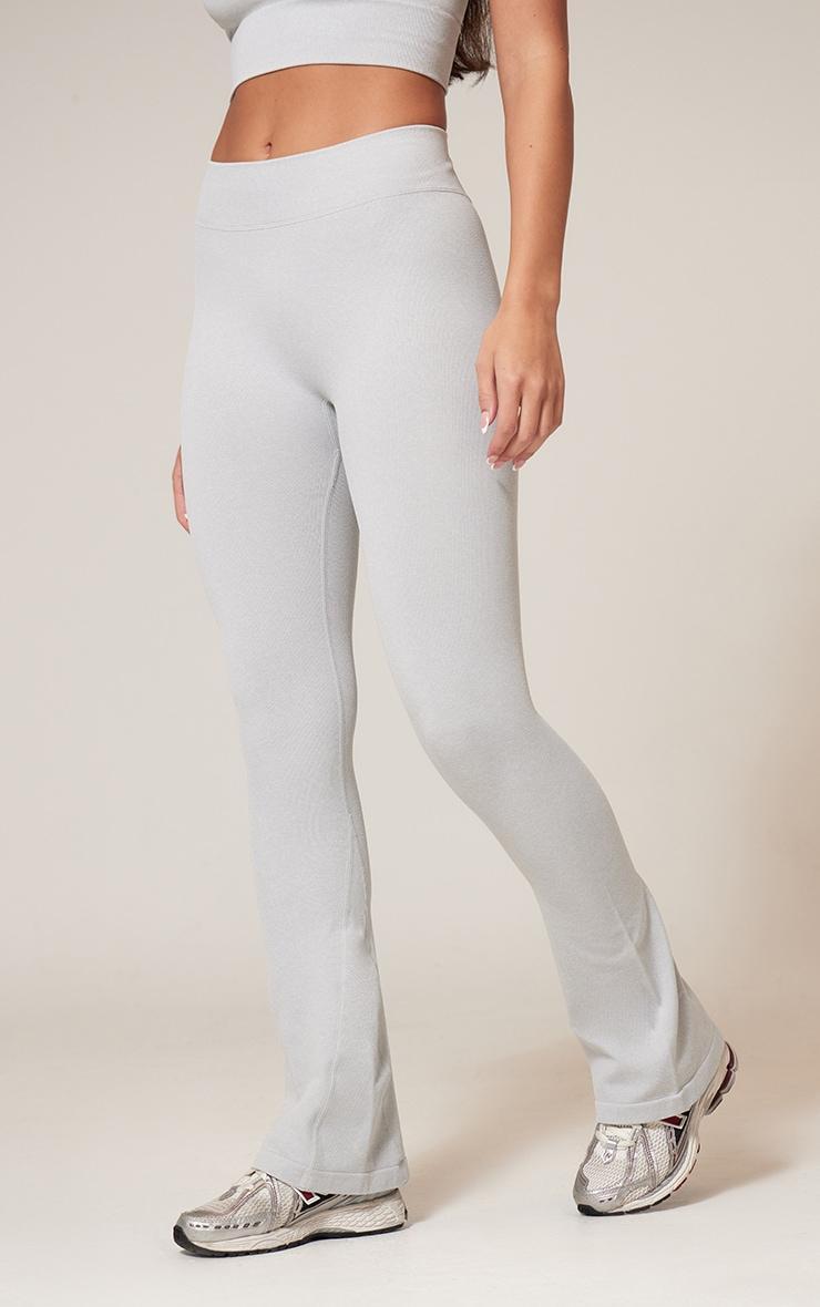 Grey Marl Seamless Rib Flare Yoga Pants Product Image