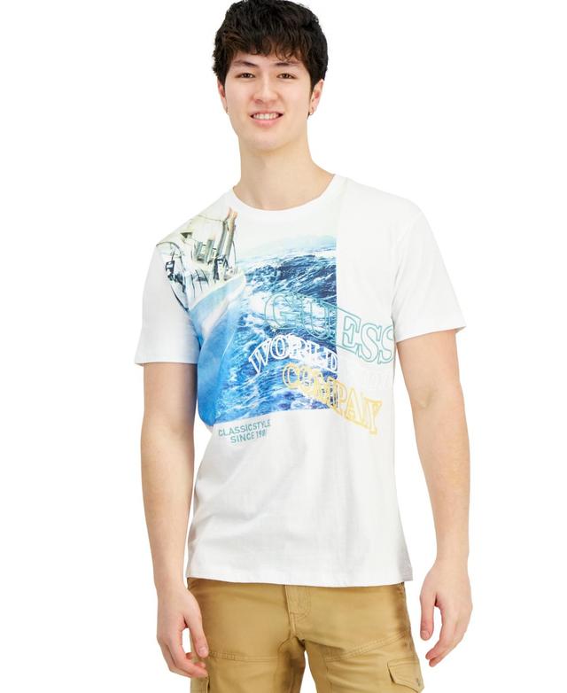 Guess Mens Boat Logo Graphic Crewneck T-Shirt Product Image