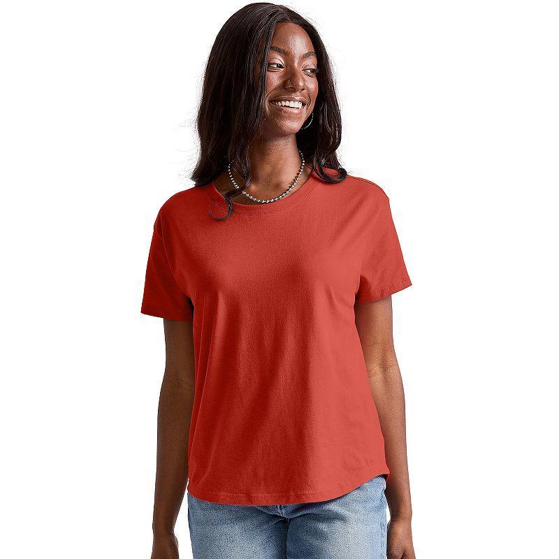 Womens Hanes Originals Relaxed Fit Cotton Tee Light Grey Product Image